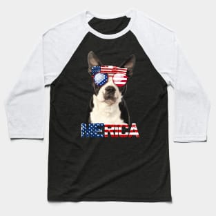 Merica Boston Terriers Dog American Flag 4Th Of July Baseball T-Shirt